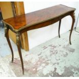 CONSOLE TABLE, 123cm x 42cm x 84cm H Louis XV style mahogany, bears coat of arms plaque in drawer '