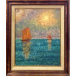 ATTRIBUTED TO ANDRE MARCHAND (1907-1997) 'Boats on Quiet Waters', oil on board, 48cm x 38cm, framed.