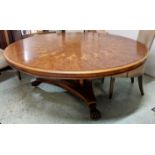 BREAKFAST TABLE, 185cm W x 78cm H, Regency style, oak and burr oak, the segment veneered circular
