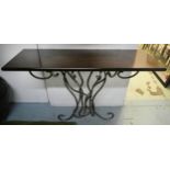 PORTA ROMANA CONSOLE TABLE, 115cm W x 84cm H x 40cm D, wooden top on metal base.