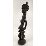 SENUFO STATUE, female figure, carved wood, 83cm H.