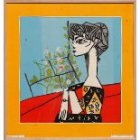 PABLO PICASSO 'Portrait of Mme Z', pint on silk, 'Dessins de Picasso', Sapdem series, 78 x 74cms,