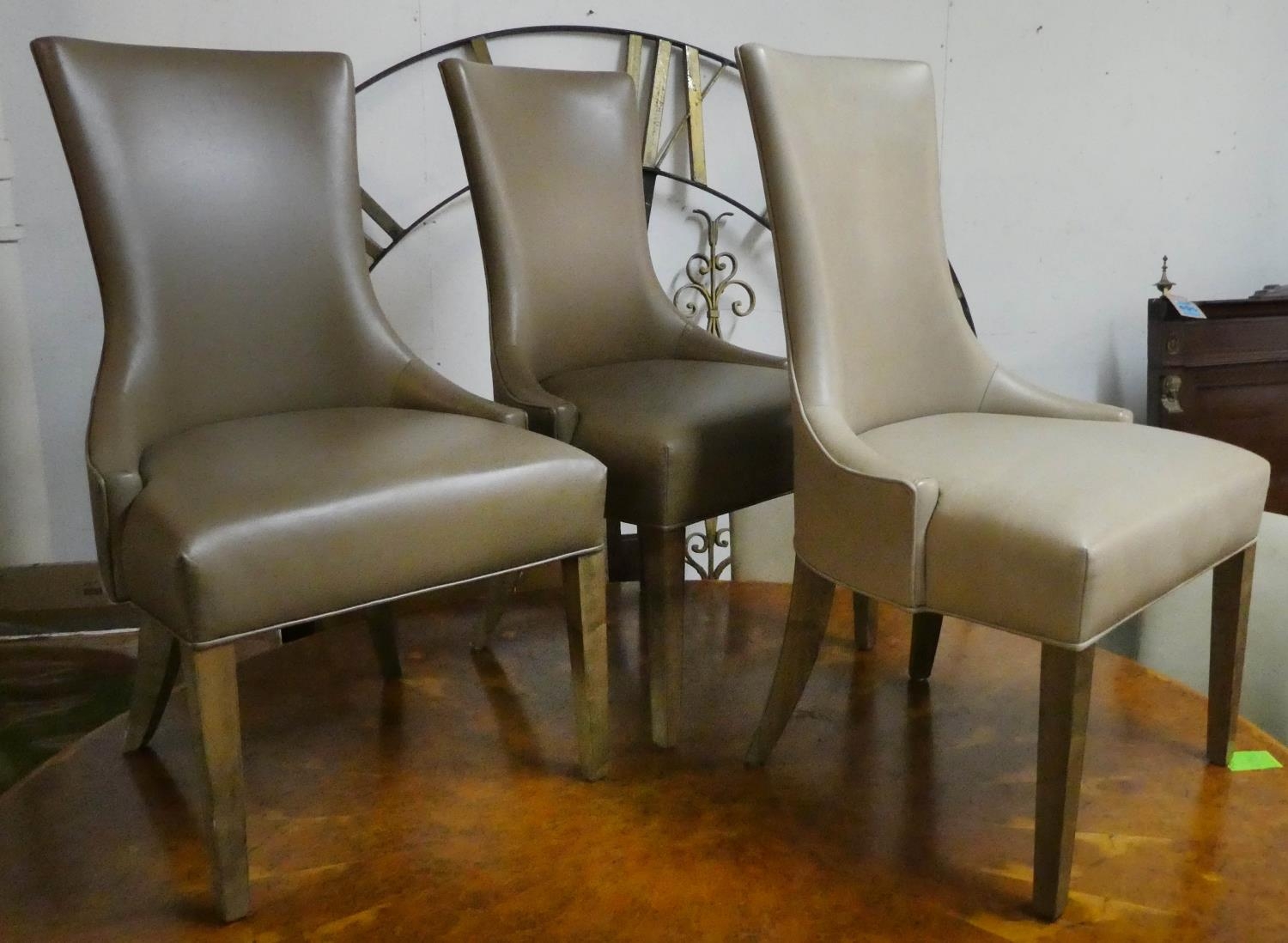 DAVIDSON AUSTIN DINING CHAIRS, a set of eight, 100cm H. (some sun bleached)