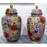 CLOISONNE VASES, a pair, each 64cm H x 33cm W, Chinese enamel, decorated with birds and