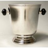 CHRISTOFLE CHAMPAGNE BUCKET, silver plated urn form with turned ebony handles and moulded