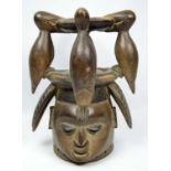 YORUBA GELEDE MASK, Nigeria, carved wood, 44cm H x 25cm.