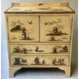 CHINOISERIE CABINET, 1930's ivory decorated with two doors and two drawers, 84cm x 96cm H x 50cm.