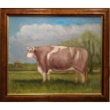 HENRY ARTHUR FAIRHURST 'Short Horn Ox in a Landscape', oil on canvas, signed, titled and dated, 60cm