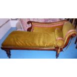 CHAISE LONGUE, 170cm L x 82cm H, George IV, simulated rosewood framed, with gold and red patterned