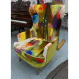 ARMCHAIR, 113cm H, contemporary Graffiti style upholstery.