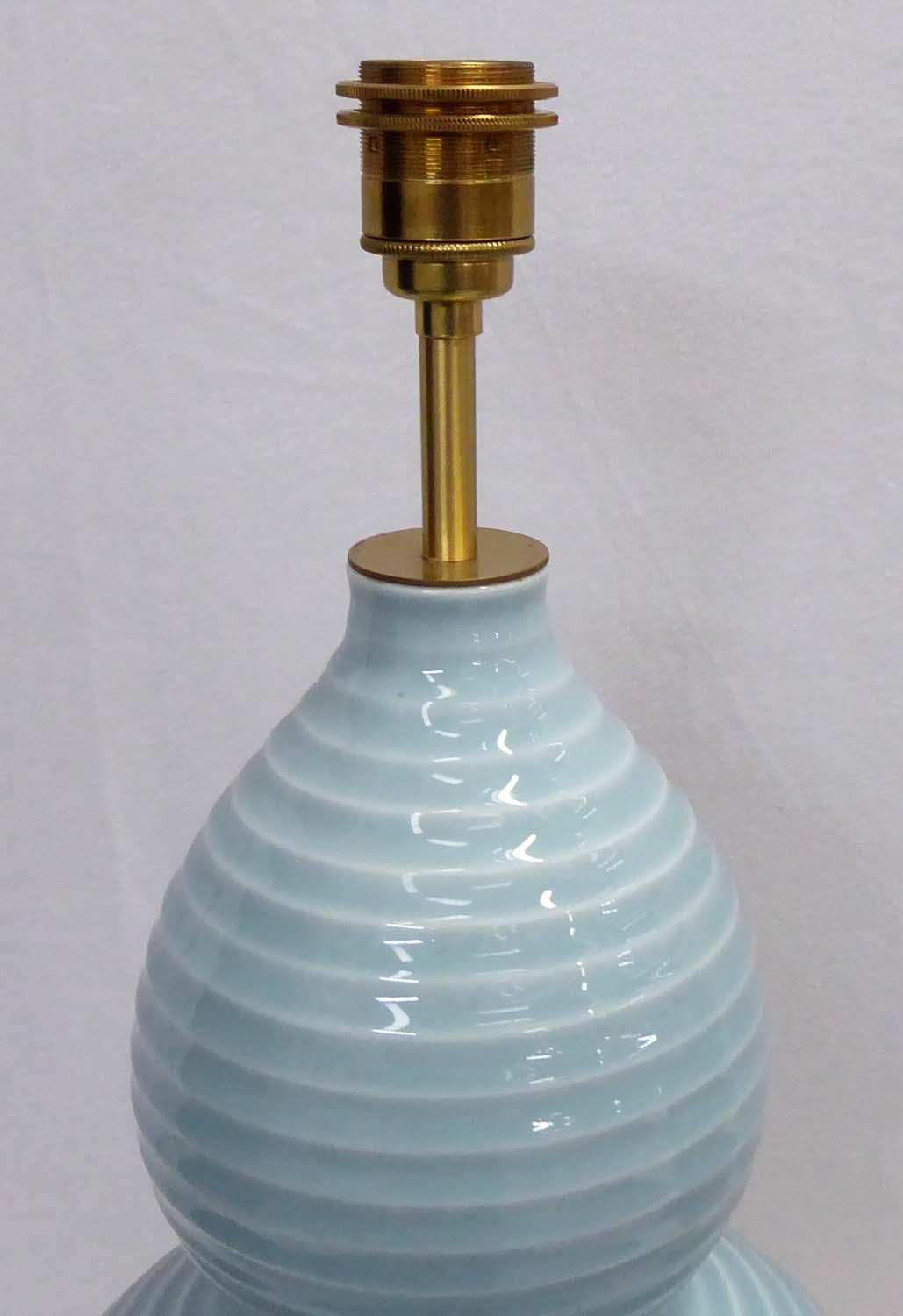 BEST & LLOYD RIBBED DOUBLE GOURD TABLE LAMPS, a pair, 59cm H, (2) - Image 3 of 4