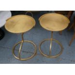 SIDE TABLES, a pair, 61cm x 44cm diam, contemporary, gilt metal. (2)