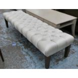 HALL SEAT, 185cm W button back upholstered finish.