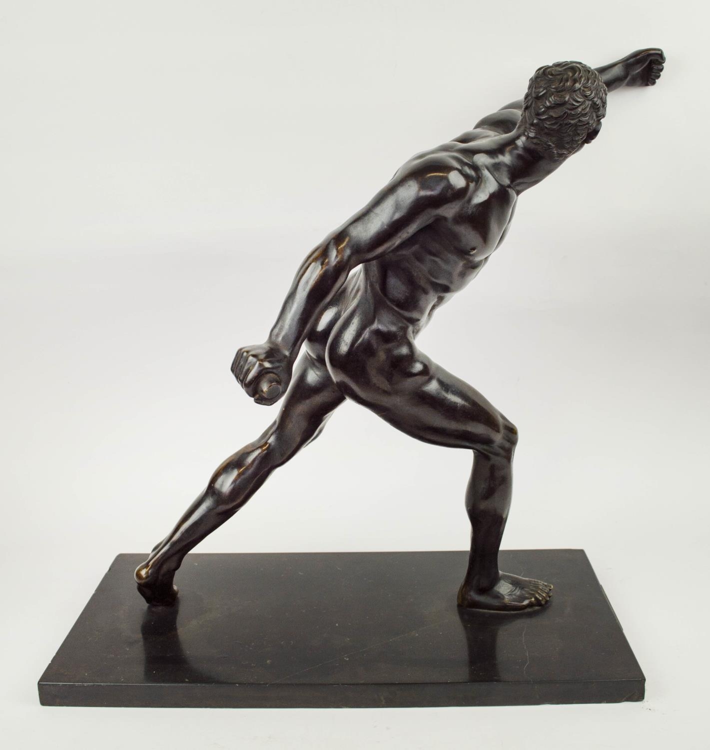 BRONZE SCULPTURE, 'The Borghese Gladiator' 19th century Italian, after the original marble held in - Image 4 of 13