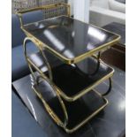 DRINKS TROLLEY, 65cm x 78cm x 42cm, 1960s French style, gilt and lacquered metal.