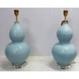 BEST & LLOYD RIBBED DOUBLE GOURD TABLE LAMPS, a pair, 59cm H, (2)