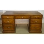 BETTY JOEL TOKEN WORKS ART DECO DESK, dated 1928, Australian walnut with brown leather top above