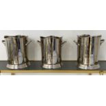 CHAMPAGNE BUCKETS, a set of three, 24cm H, stamped Louis Roederer. (3)