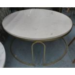 LOW TABLE, 102cm diam. x 48cm, 1960s French style, gilt metal, marble top.