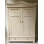 ARMOIRE, 100cm x 59cm x 77cm H, 19th century French, traditionally grey painted, with two panelled