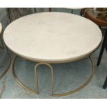 LOW TABLE, 102cm diam. x 48cm, 1960s French style, gilt metal, marble top.