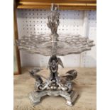 EPERGNE, late Victorian by James Dixon and Sons, silver plate, three footed base with eagles,