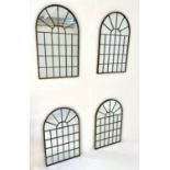 ARCHITECTURAL GARDEN MIRRORS, a set of four, 78cm x 49cm. (4)