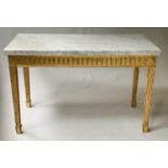 CENTRE TABLE, late 19th/early 20th century Italian giltwood with marble top, fluted frieze and
