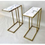 MARTINI TABLES, a pair, 60cm x 46cm x 82cm white marble inserts. (2)
