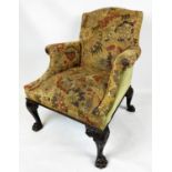 LIBRARY ARMCHAIR, 80cm W x 100cm H x 80cm D, 19th century George II style mahogany in antique