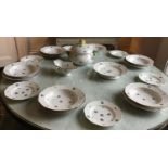 HEREND DINNER SERVICE, part service mauve flowers. (approx 21 pieces)