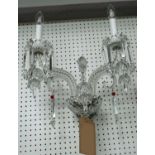 BACCARAT WALL LIGHT, 50cm H approx., two branch.