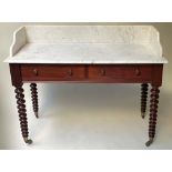 WASHSTAND, 19th century three quarter galleried veined white marble top with two frieze drawers