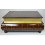 LIBRARY LOW TABLE, 45cm H x 103cm x 67cm in the manner of Maitland Smith, stacked brown leather