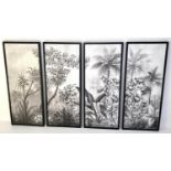 TROPICAL QUADRIPTYCH PRINT, each 120cm X 50cm, in the style of Marriane North, framed (4)