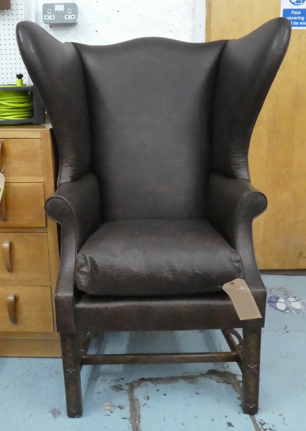 J ROBERT SCOTT WINGBACK ARMCHAIR, 120cm H, faux ostrich leather finish. - Image 2 of 8