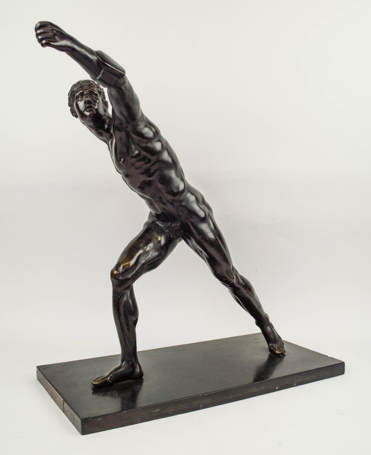 BRONZE SCULPTURE, 'The Borghese Gladiator' 19th century Italian, after the original marble held in - Image 2 of 13