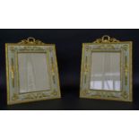 PICTURE FRAMES, a pair, 19th century French ormolu, Empire style, standing frames with finely cast
