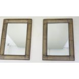 ARCHITECTURAL WALL MIRRORS, a pair, 100cm x 70cm, Regency style design. (2)