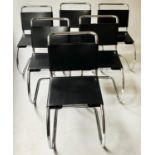 AFTER MIES VAN DE ROHE MR STYLE CHAIRS, a set of six, 82cm H. (6)