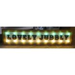 LOVELY JUBBLY BY BEE RICH, 187cm x 42cm, bespoke made light up wall art.