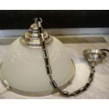 CHARLES EDWARDS CEILING LAMPS, 42cm x 31cm, ribbed glass.