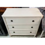 CHEST, 92cm W x 44cm D x 88cm H, Gustavian style painted with three drawers from Chelsea Textiles.