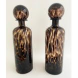 DECANTERS, a pair, 40cm H, Murano style brown glass. (2)