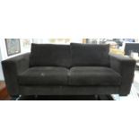 SOFA, 200cm W, contemporary design, brown fabric upholstered.