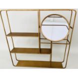 VANITY WALL SHELF, 80cm x 80cm x 13cm, with articulating mirror.