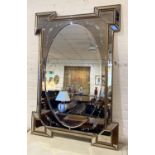 WALL MIRROR, 120cm x 80cm, Art Deco design, oval plate with an eglomise and floral etched frame.