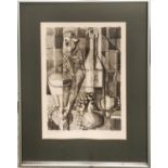 ROBERT CLISSON 'Cubist Still Life', monotype, 38cm x 26cm, signed in pencil, framed.