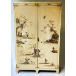 CHINOISERIE WARDROBE, 1930's ivory decorated two doors enclosing full hanging space, 120cm x 192cm h