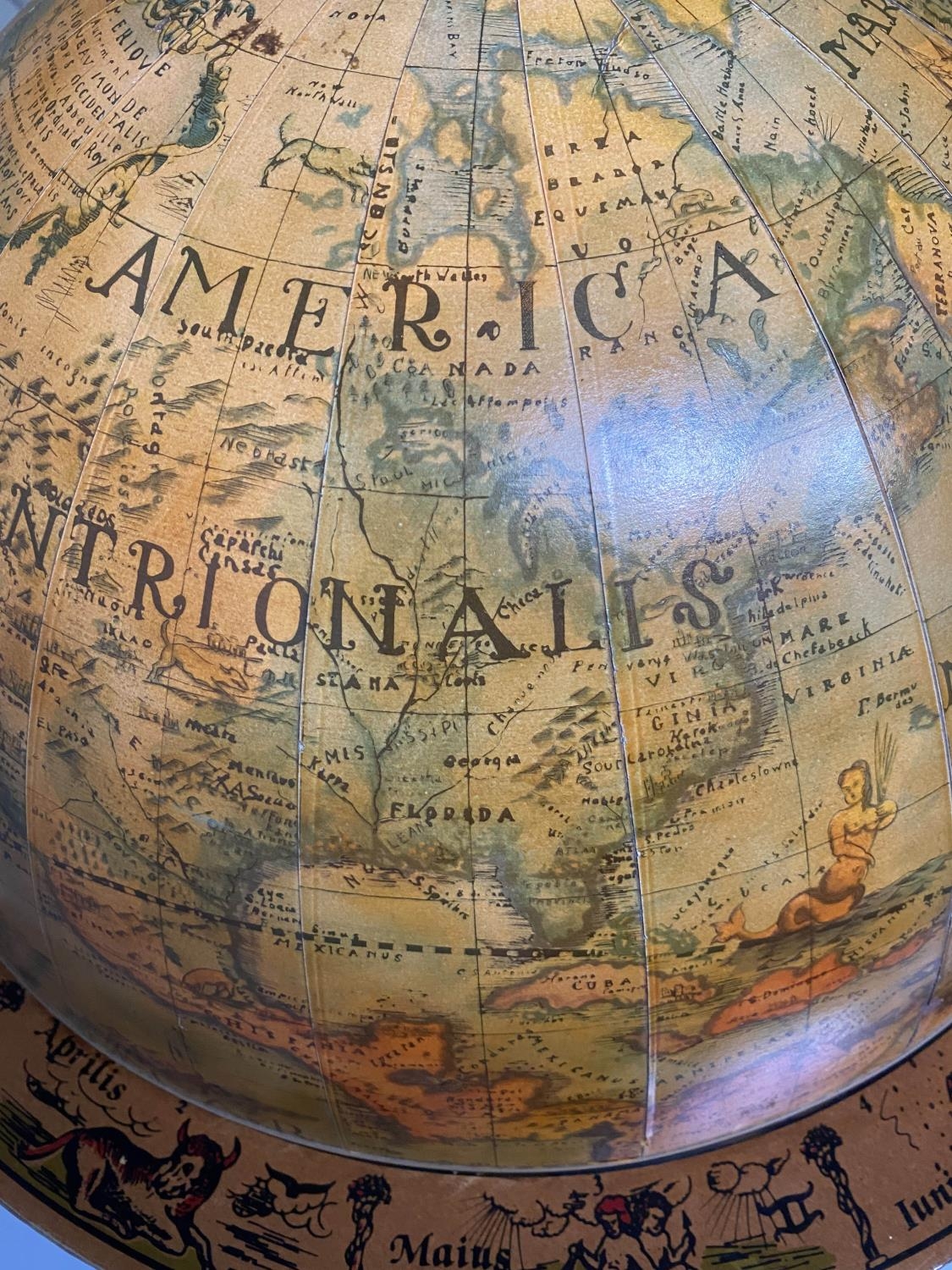 GLOBE COCKTAIL CABINET, in the form of an antique terrestrial globe with rising lid, 94cm H. - Image 6 of 6